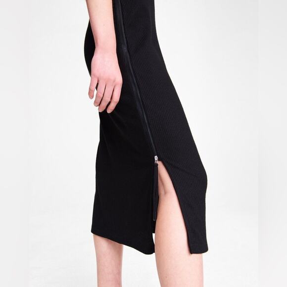 Rag & Bone The Knit Rib Zip Midi Dress Black Size M - Picture 5 of 13